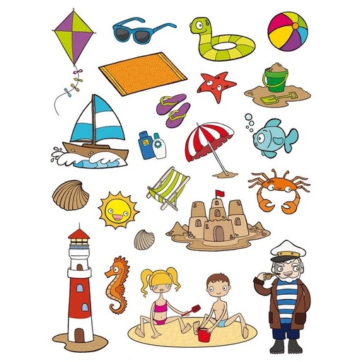 [11447] Gomets tematicos la playa 12 hojas