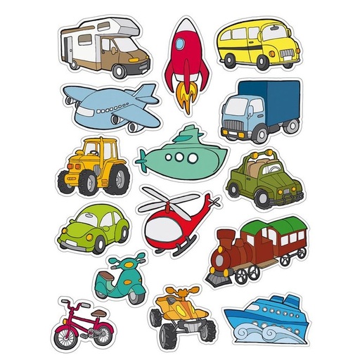 [11454] Gomets tematicos los transportes 12 hojas