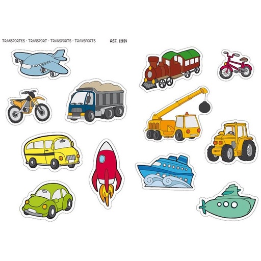 [12824] Maxi gomets tematicos vehiculos 2 hojas