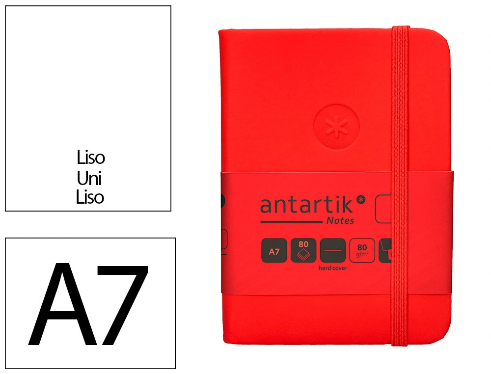 [TW36] Cuaderno con gomilla ANTARTIK notes tapa dura A7 hojas lisas rojo 80 hojas 80 gr fsc
