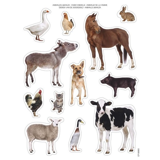 [16620] Gomets tematicos realistas animales granja 12 hojas