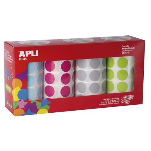 [17685] Pack gomets redondos 20MM azul fucsia gris verde claro 4U,