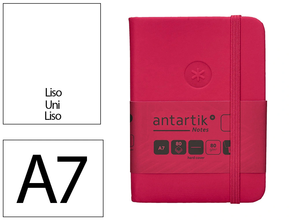 [TW60] Cuaderno con gomilla ANTARTIK notes tapa dura A7 hojas lisas burdeos 80 hojas 80 gr fsc