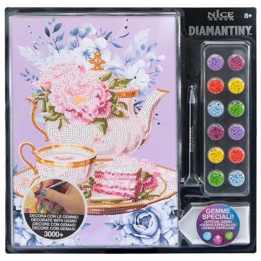 [96442] Juego crea con diamantes taza y tetera