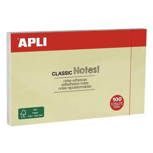 NOTAS ADHESIVAS 125X75 APLI AMARILLO