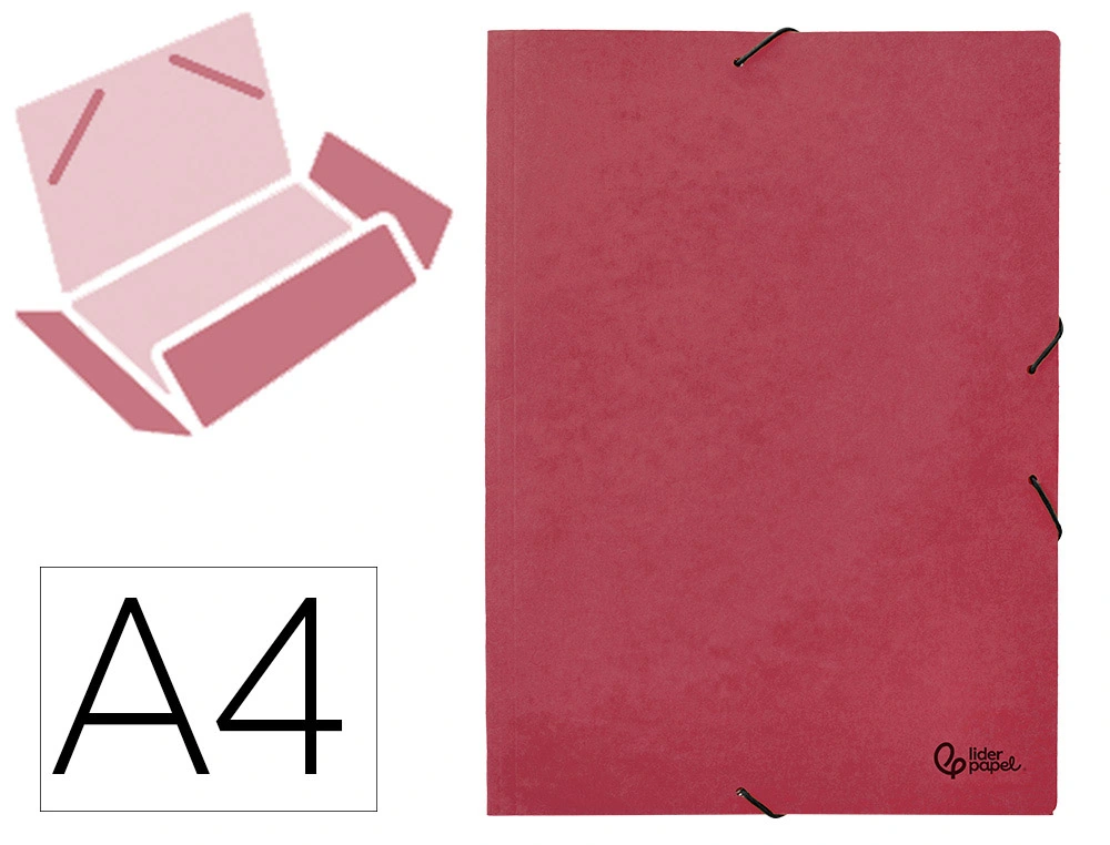 [CG18] Carpeta LIDERPAPEL gomas A3 3 solapas carton prespan roja