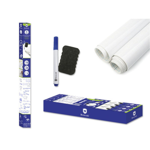 PIZARRA BLANCA ADHESIVA C/ ROTULADOR 50 CM X 2 MTS