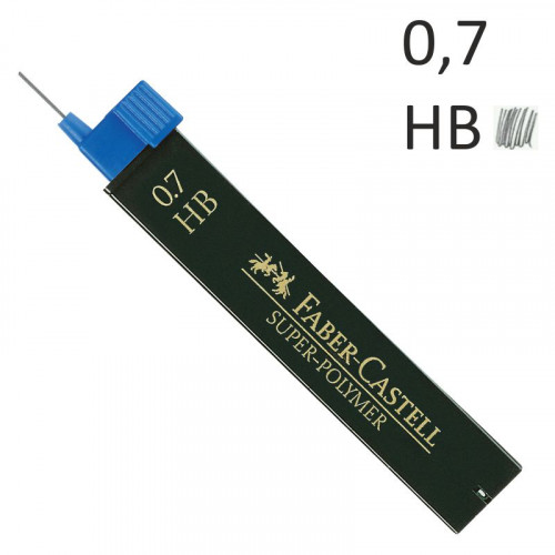 Estuche 12 minas 0.7MM super polimeras hb faber castell 120700