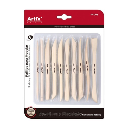 [PY006] Accesorios modelaje ARTIX modeladores madera 10 unidades