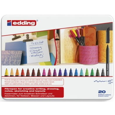 Estuche 20 rotuladores punta fina 1200 surtidos 0.5-1MM EDDING 1200-20-s