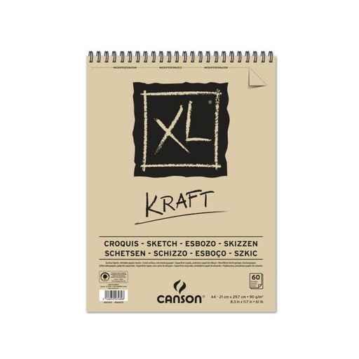 [C400039141] Bloc dibujo CANSON xl kraft espiral microperforado A4 90G 60H