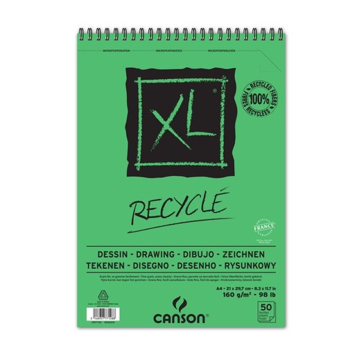 [C200777128] Bloc dibujo CANSON xl reciclado espiral microperforado A4 160G 50H