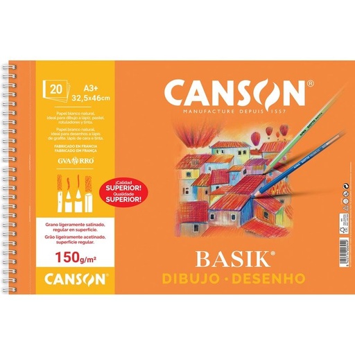 [C200400694] Bloc dibujo papel basik A3+ 150GR liso