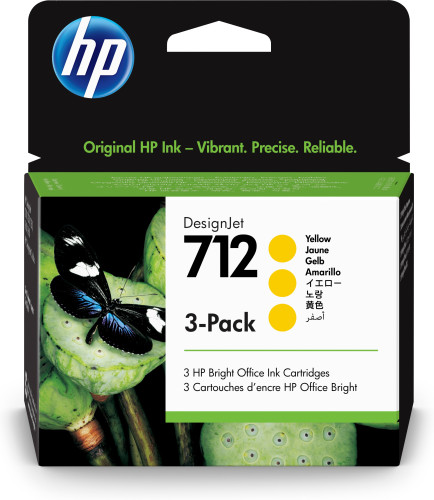 [3ED79A] Hp paquete de 3 cartuchos de tinta designjet 712 amarillo de 29 ml