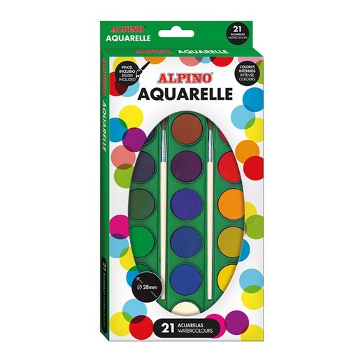 [AQ000002] Acuarela alpino 21 colores + pincel