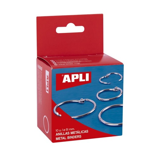 [455] Anillas metalicas APLI 51MM plata caja 10UD