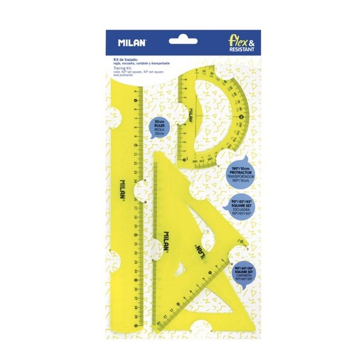 [359801Y] Juego reglas milan flexible 4 piezas 30CM amarillo
