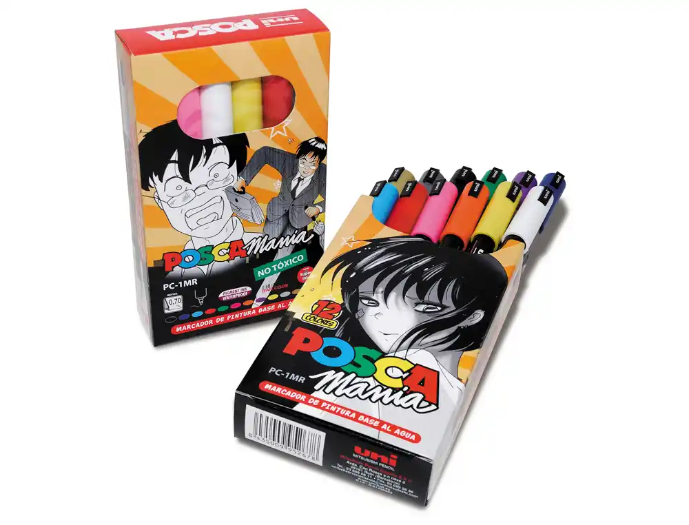 [182634252] Rotulador uni POSCA mania pc-1MR marcador de pintura punta extrafina 0,7MM caja de 12 unidades colores surtidos