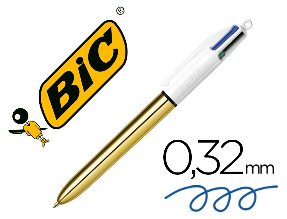 [982878] Boligrafo BIC cuatro colores shine oro punta de 1 mm