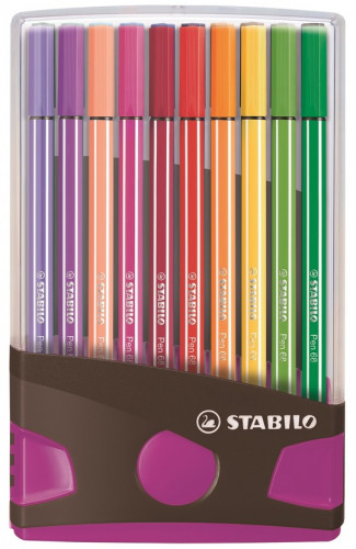 [6820-04-03] Caja 20 rotuladores pen 68 colorparade punta 1 mm antracita/rosa STABILO 6820-04-03