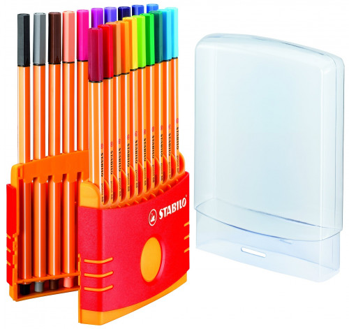 Caja plastico 20 unidades punta fina 0,4MM. point 88 colorparade STABILO 8820-03