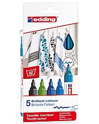[4500-5-S-099] Pack 5 marcadores textiles. colores fríos. EDDING 4500-5-s-099