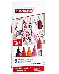 [4500-5-S-999] Pack 5 marcadores textiles. colores cálidos. EDDING 4500-5-s-999