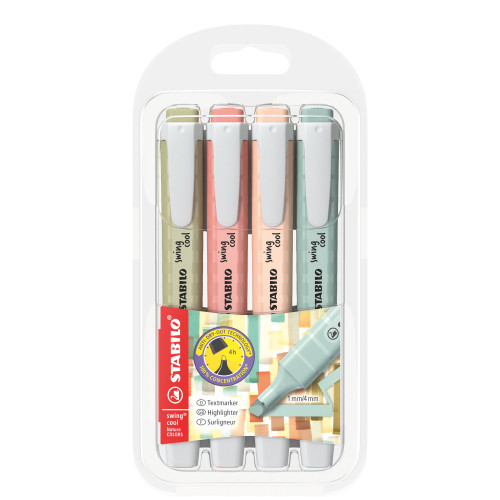 [275/4-09] Estuche plastico swing cool nature 4 unidades surtidas trazo 1/4MM. STABILO 275/4-09