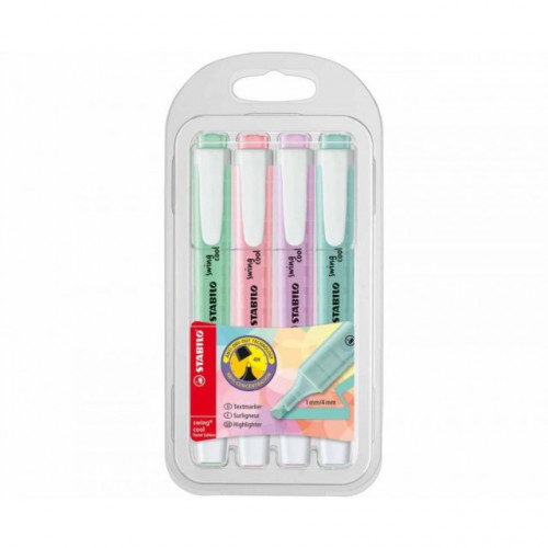 [275/4-08] Estuche plastico swing cool pastel 4 unidades surtidas trazo 1/4MM. STABILO 275/4-08
