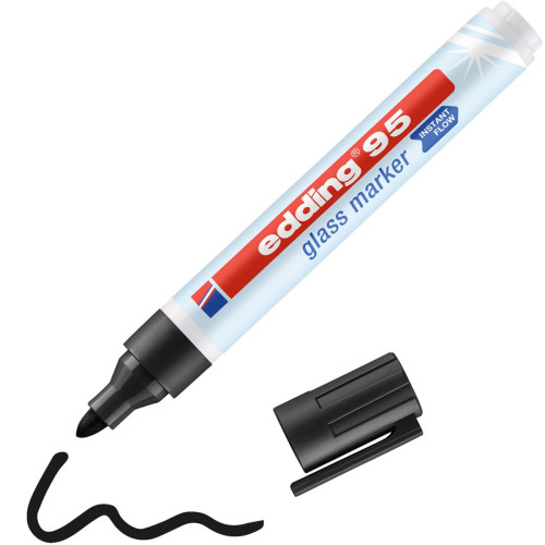 [95-01] Marcador de punta redonda para cristal grosor de trazo: 1,5 - 3 mm color: 01. negro EDDING 95-01