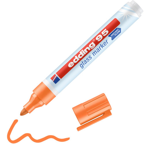 [95-06] Marcador de punta redonda para cristal grosor de trazo: 1,5 - 3 mm color: 06. naranja EDDING 95-06