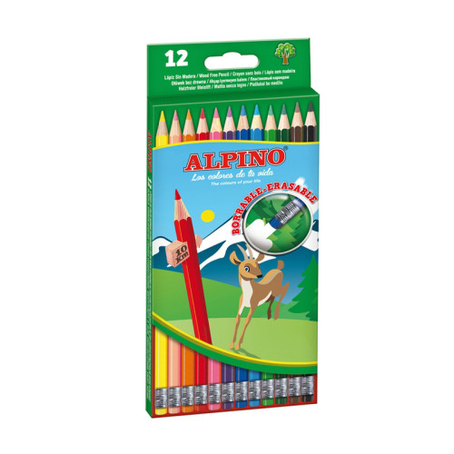 [AL013654] ALPINO estuche 12 lápices de colores borrables