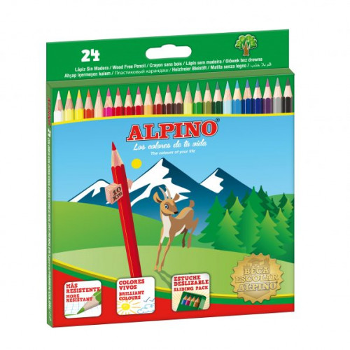 Estuche carton 24 unidades lapices hexagonales alta calidad 3MM. colores surtidos ALPINO AL010658