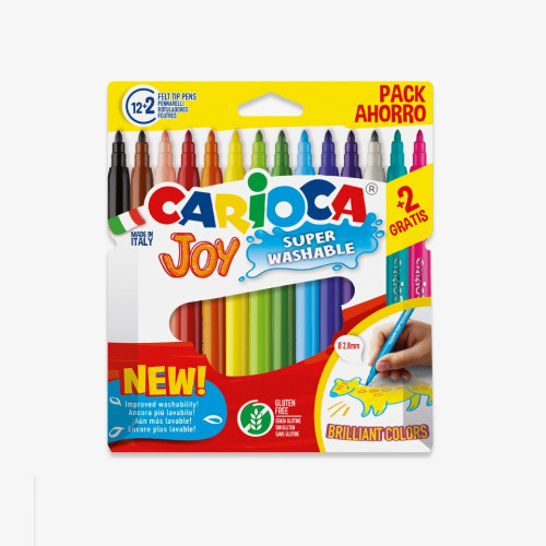[40533] Caja 12+2 rotuladores colores surtidos joy superlavable CARIOCA 40533