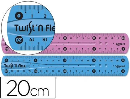 Regla MAPED plastico flexible 20 cm colores surtidos
