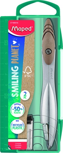 [199591FM] Compas MAPED study + estuche de minas smiling planet fsc mix