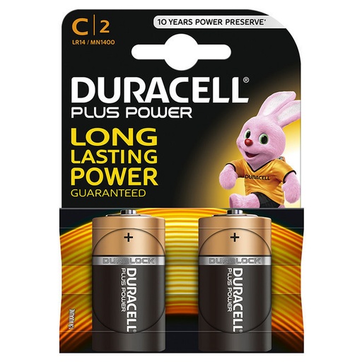 Pilas alcalina DURACELL plus power c LR14 blister 2 uds