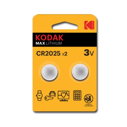 [30417670] Pilas boton KODAK litio CR2025 3V 2 unidades