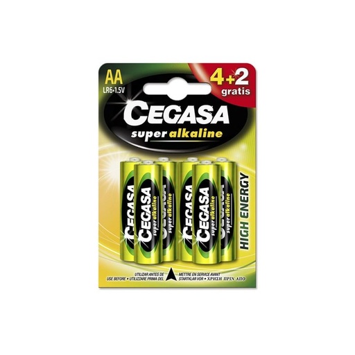 Pilas alcalinas cegasa LR06 aa blister 4+2UD