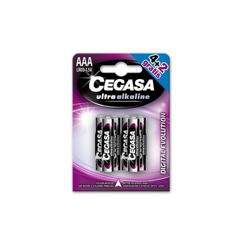 [328890] Pilas CEGASA LR03 ultra alkaline blister 4+2