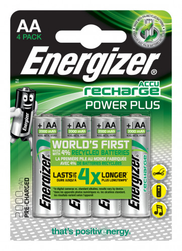 Blister 4 pilas recargables power plus potencia 2000 mah tipo HR6 energizer E300626700