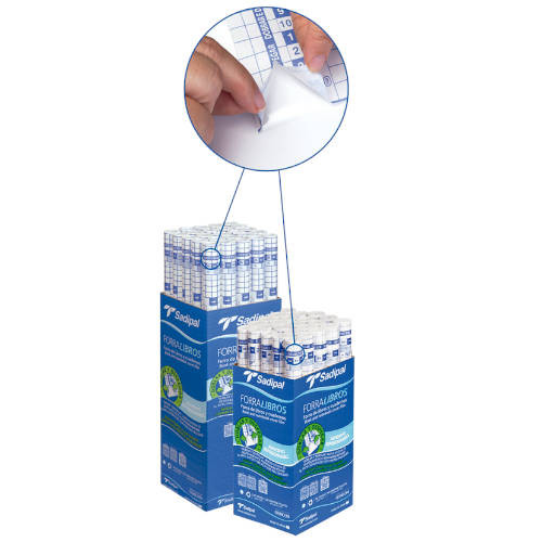Forro de libros 80 micras adhesivo reposicionable 0,45 x 2 m SADIPAL 12876