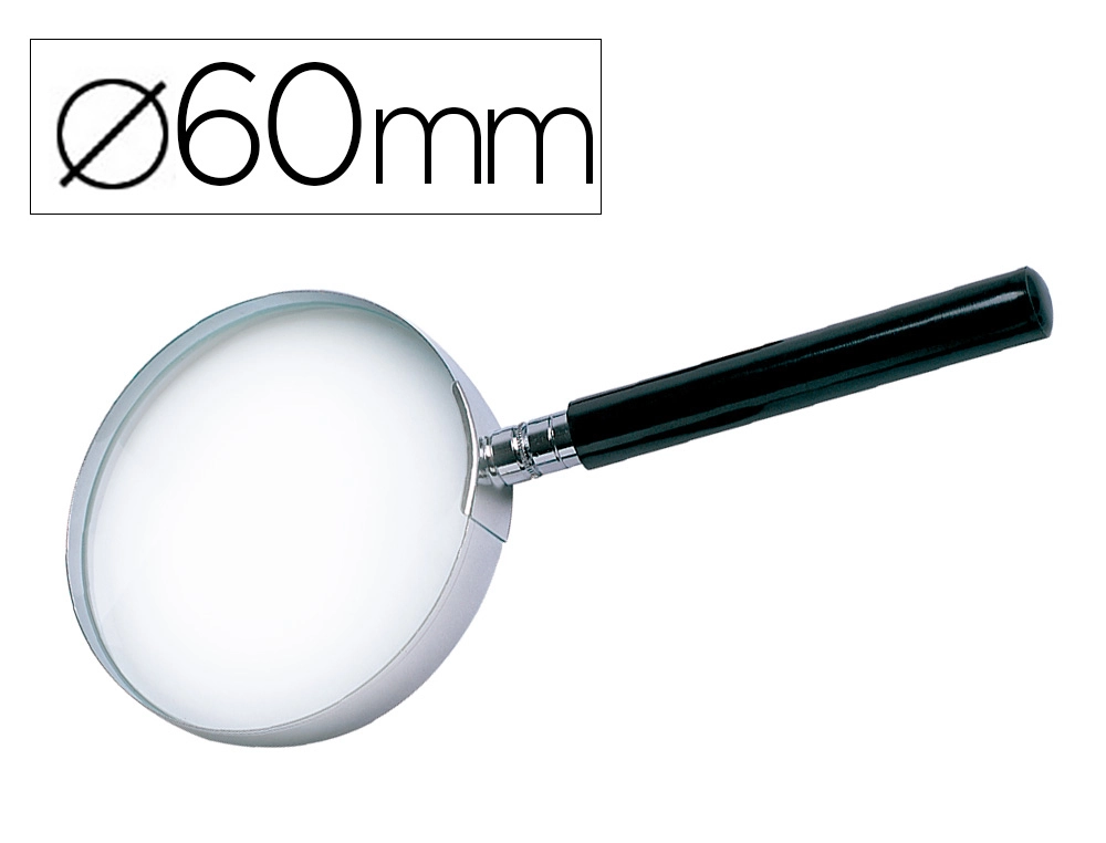 [KF17308] Lupa Q-CONNECT cristal aro metalico mango plastico negro 60 mm