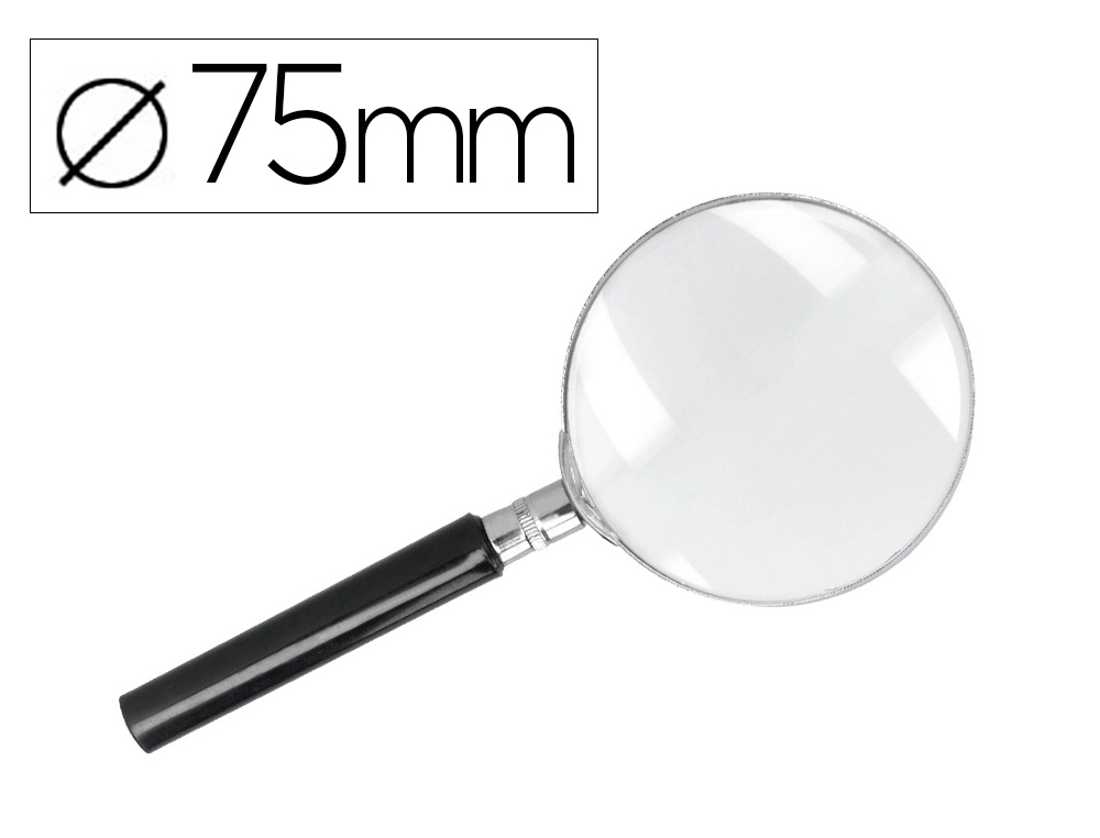 [KF17309] Lupa Q-CONNECT cristal aro metalico mango plastico negro 75 mm