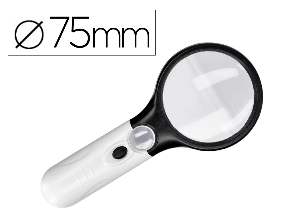 [KF18752] Lupa Q-CONNECT electrica aro abs 75 mm 3 aumentos 3 bombillas led lente 70 mm