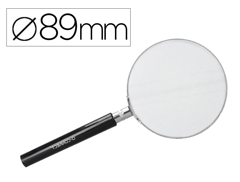 [KF17310] Lupa Q-CONNECT cristal aro metalico mango plastico negro 90 mm