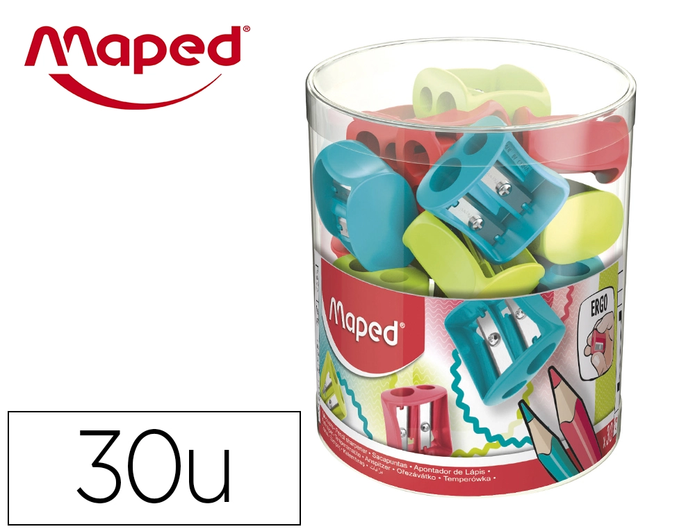 [062511] Sacapuntas MAPED plastico vivo 2 usos colores surtidos