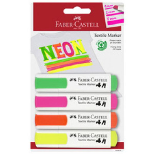 [159591] Blíster 4 marcadores textiles surtidos colores neón faber castell 159591