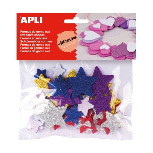 [13485] Figuras goma eva APLI estrellas adhesivas 50MM surtidas 50UD