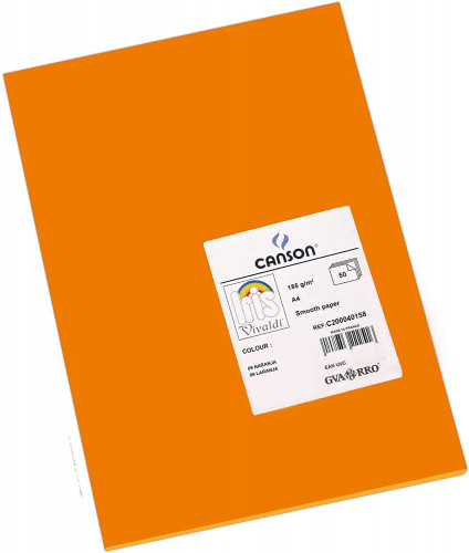 [C200040158] Paquete 50 hojas cartulina iris A4 185G naranja guarro CANSON C200040158
